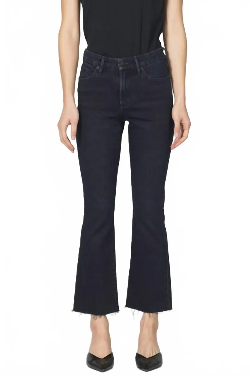 Jeanne Mid Rise Cropped Flare Jean In Black 1
