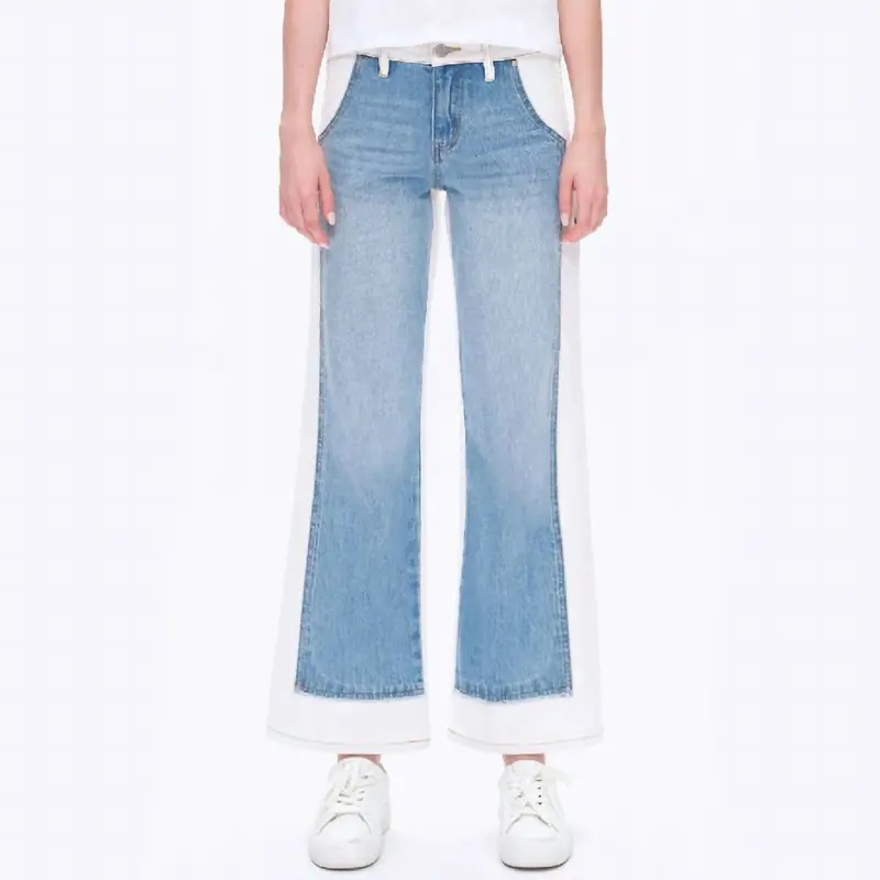 Jeremy Mid Rise Two Tones Wide Leg Jean In Cream 1