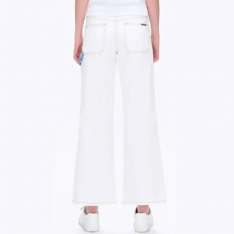 Jeremy Mid Rise Two Tones Wide Leg Jean In Cream 2