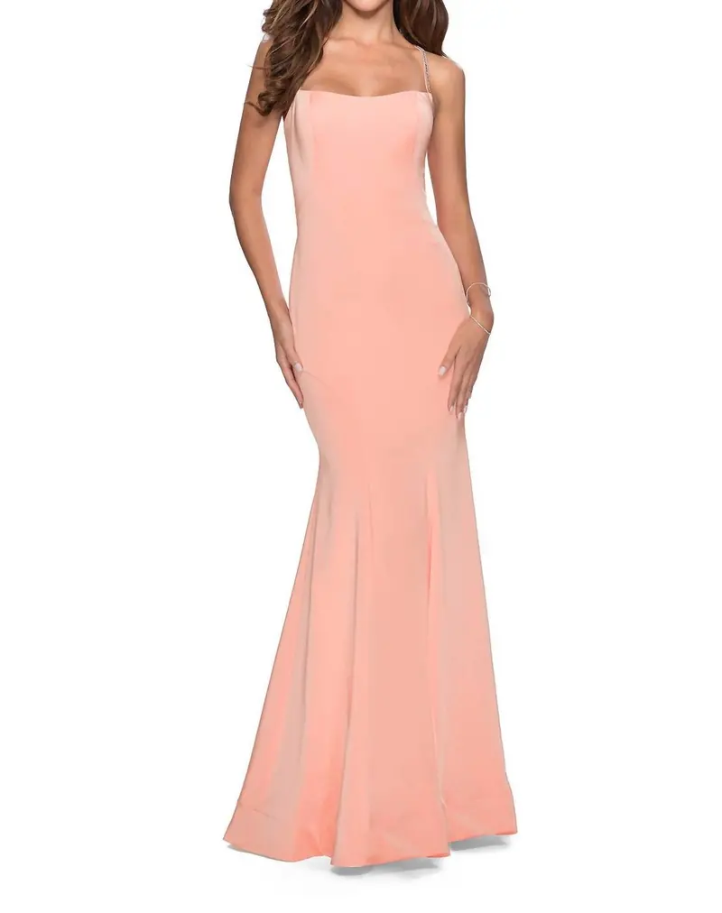 Jersey Mermaid Evening Dress In Peach 1