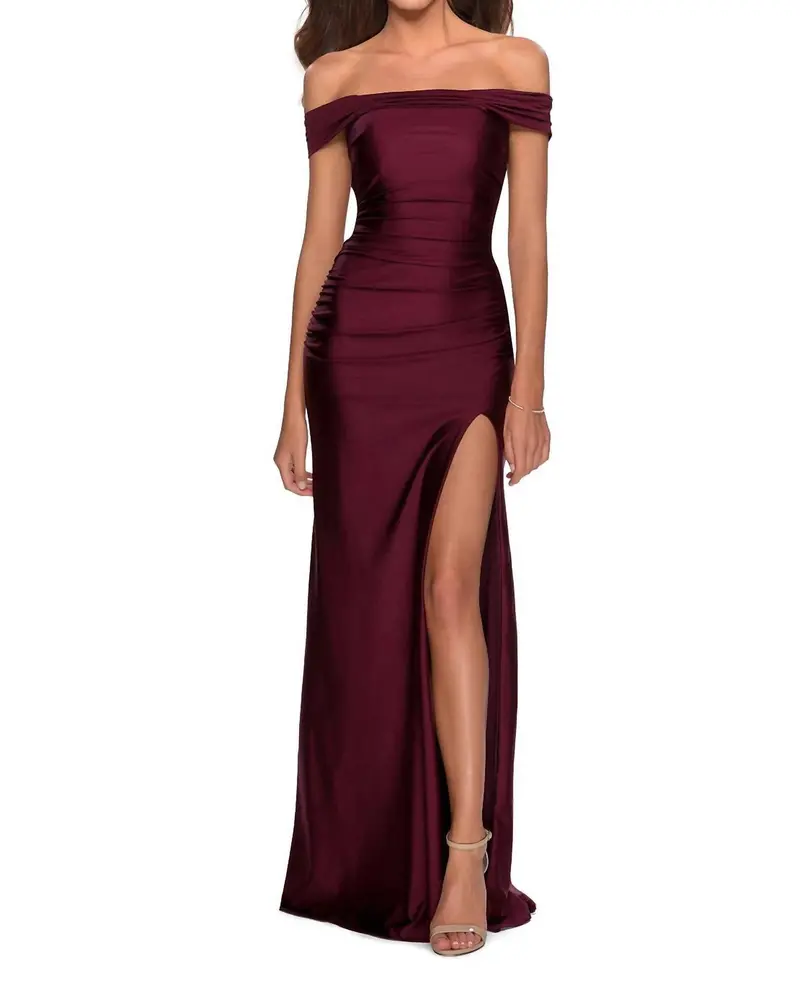Jersey Prom Gown In Dark Berry 1