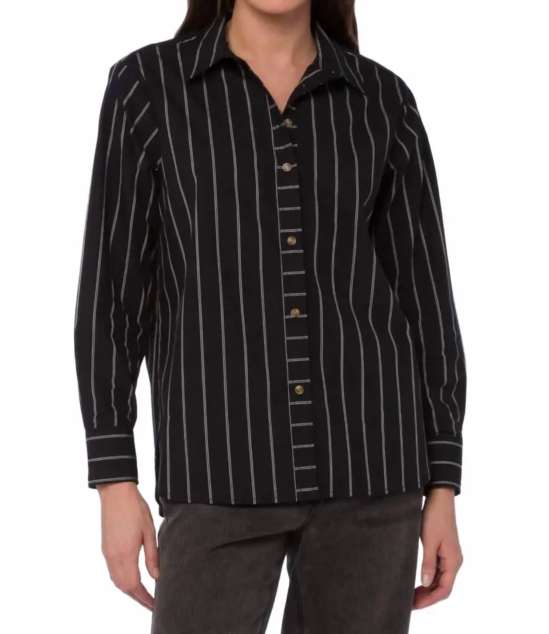 Jessa Stripe Shirt In Black 1