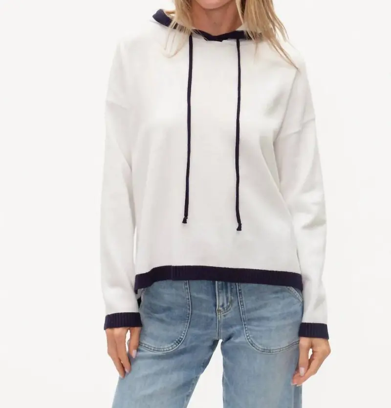 Jessie Colorblock Hoodie In White/Navy 1