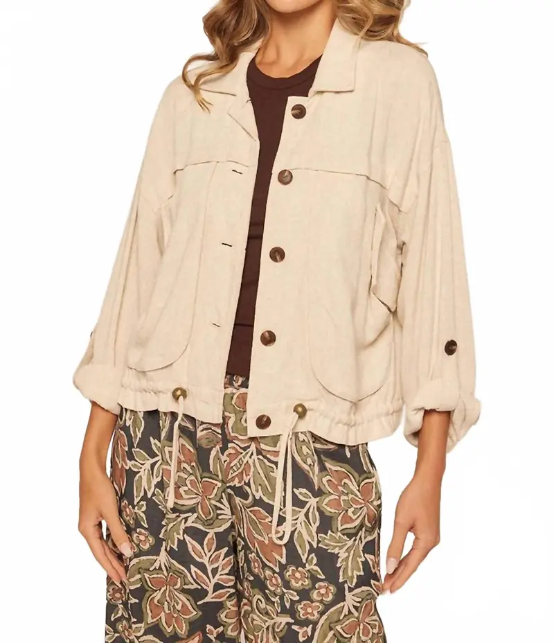 Jessie Linen Blend Jacket In Beige 1