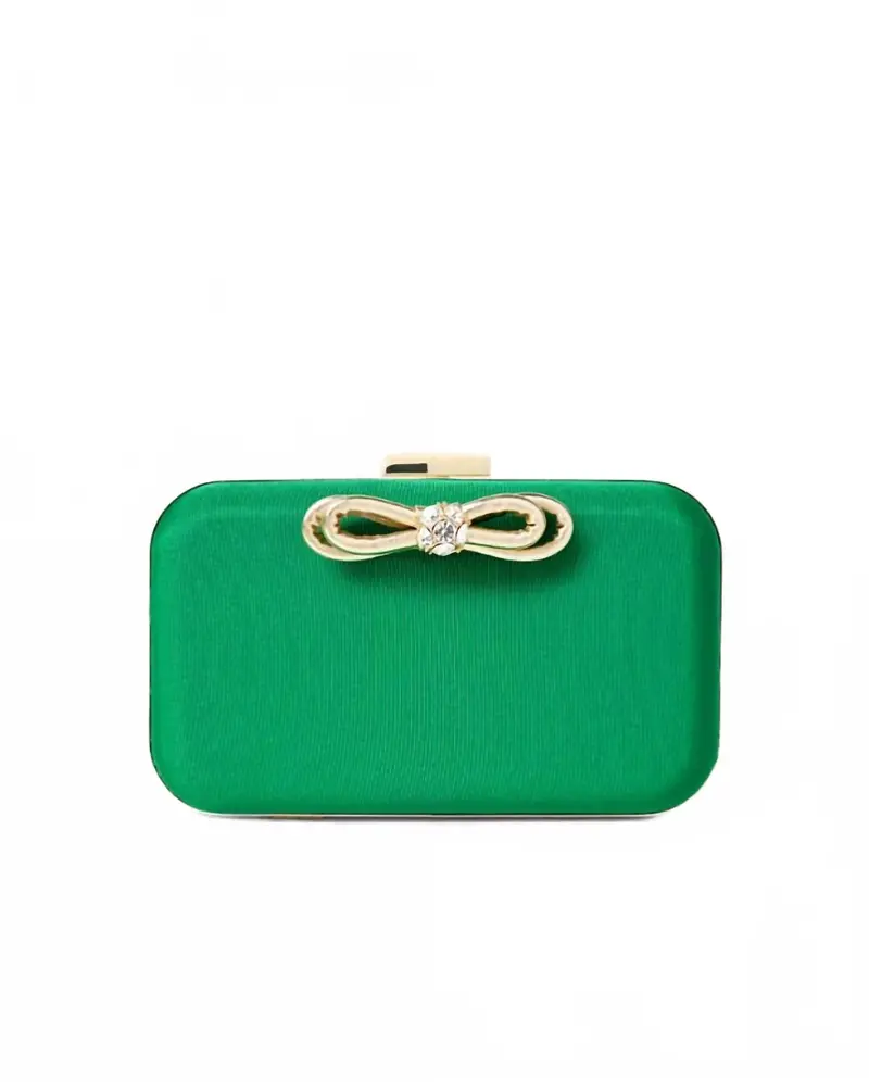 Jessy Bow Hard Clutch In Bamboo Green 1