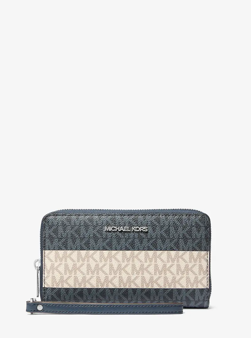 Jet Set Travel Large Striped Signature Logo Smartphone Wallet 1