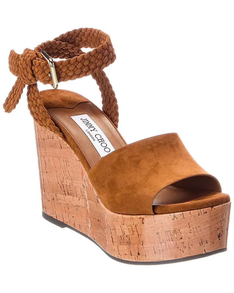 Jimmy Choo Jori 100 Suede & Cork Wedge Sandal 1