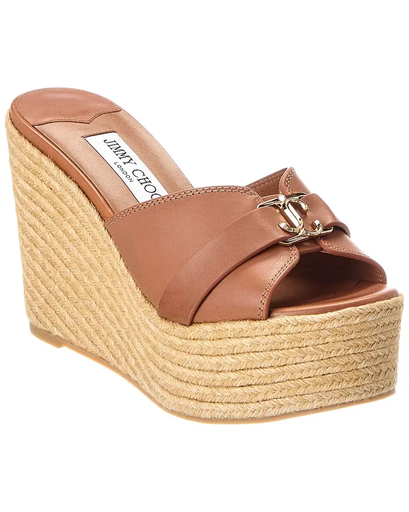 Jimmy Choo Leda 100 Leather Wedge Sandal 1