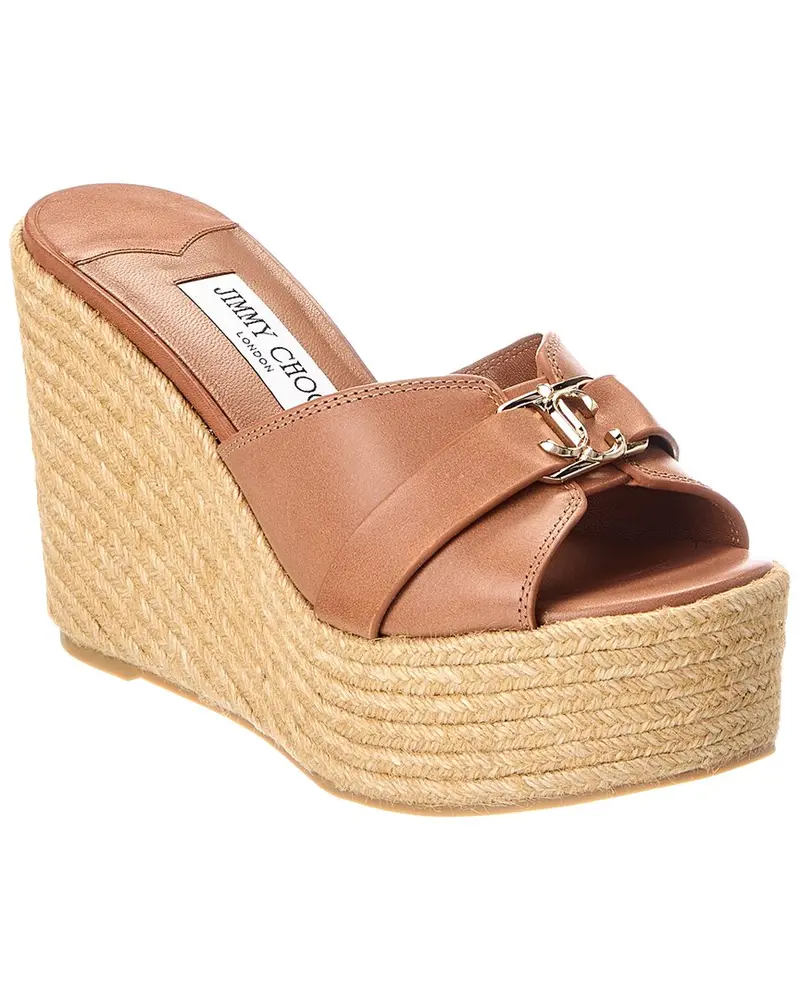 Jimmy Choo Leda Wedge 100 Brown Sandals New 1