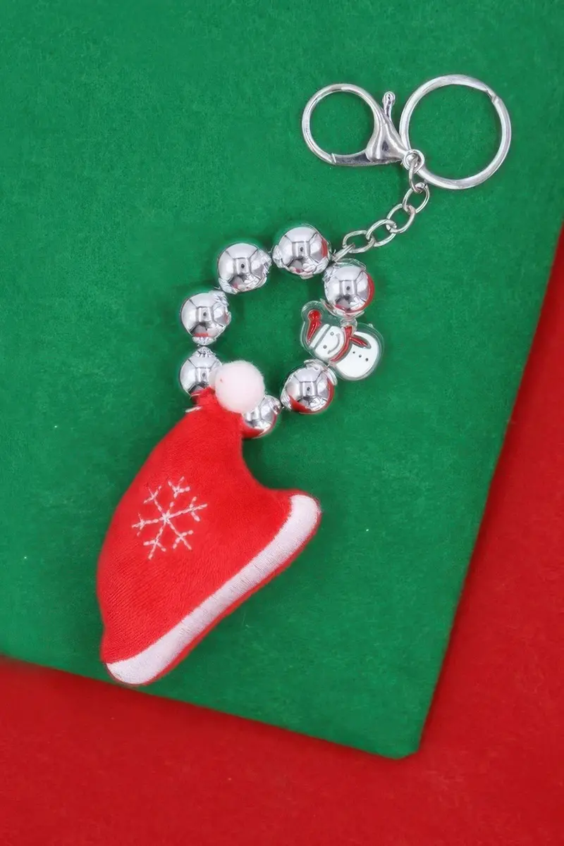 Jingle Bell Santa Hat Christmas Keychain Ornament 1