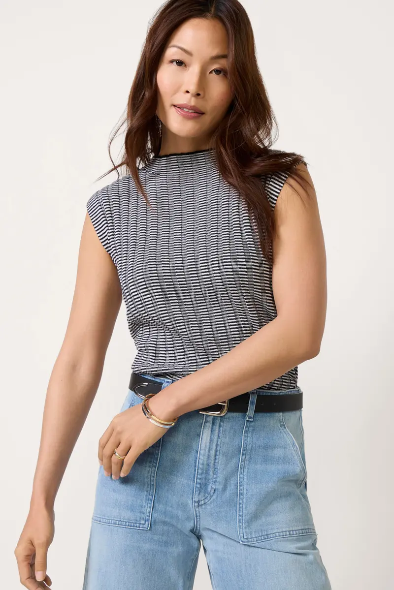 John + Jenn Women's Reagan Cap Sleeve Sweater Top 1