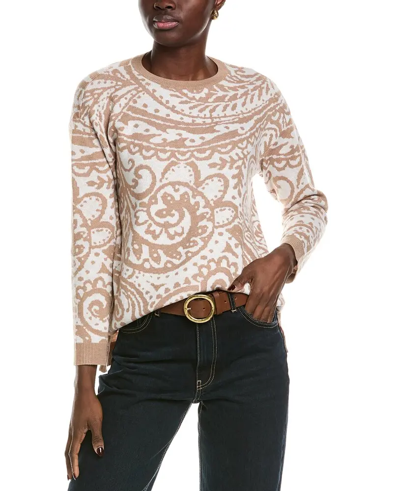 Jones New York Paisley High-Low Wool-Blend Sweater 1