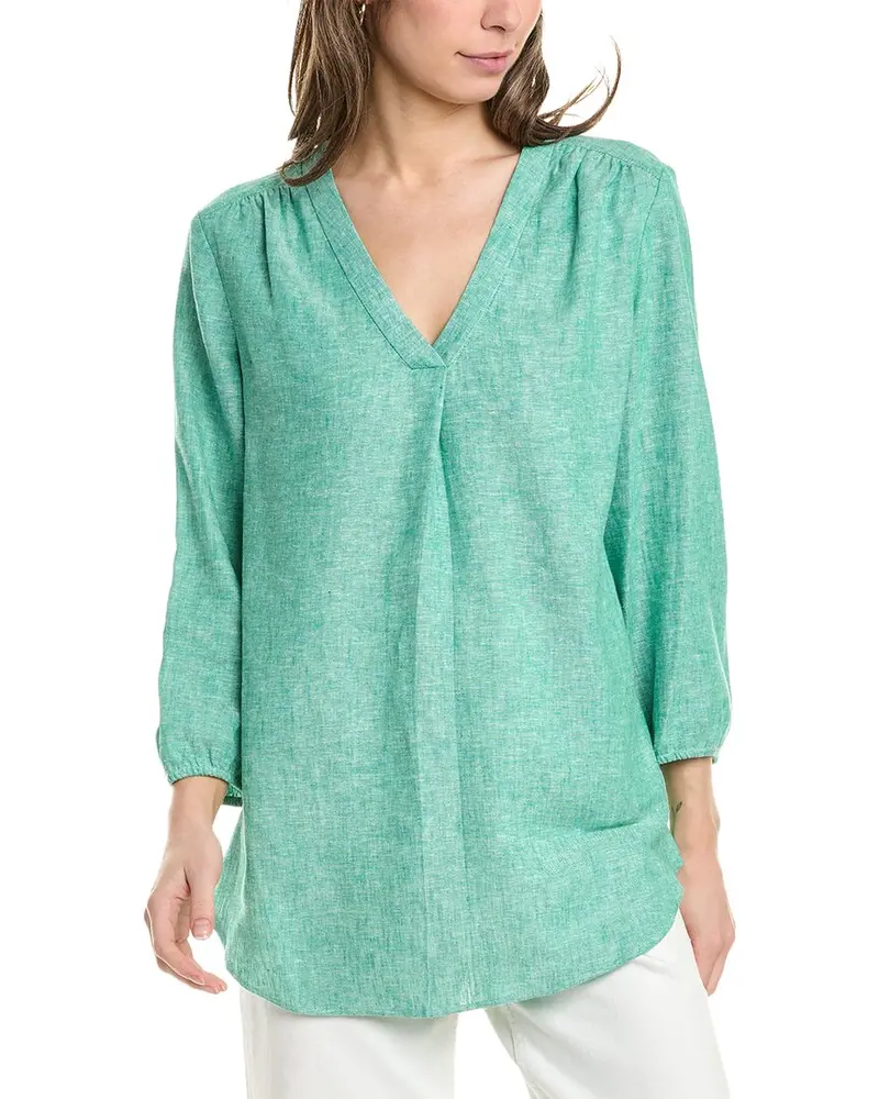 Jones New York V-Neck Pleat Front Linen-Blend Tunic 1