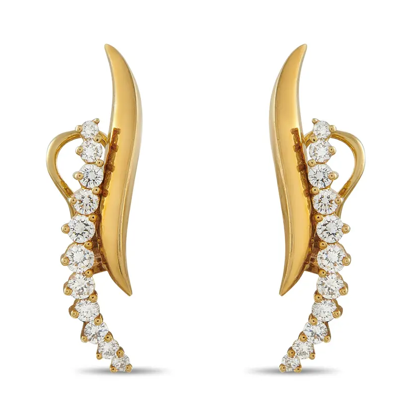 Jose Hess 18K Yellow Gold Diamond Clip-On Earrings Jh32-041326 1