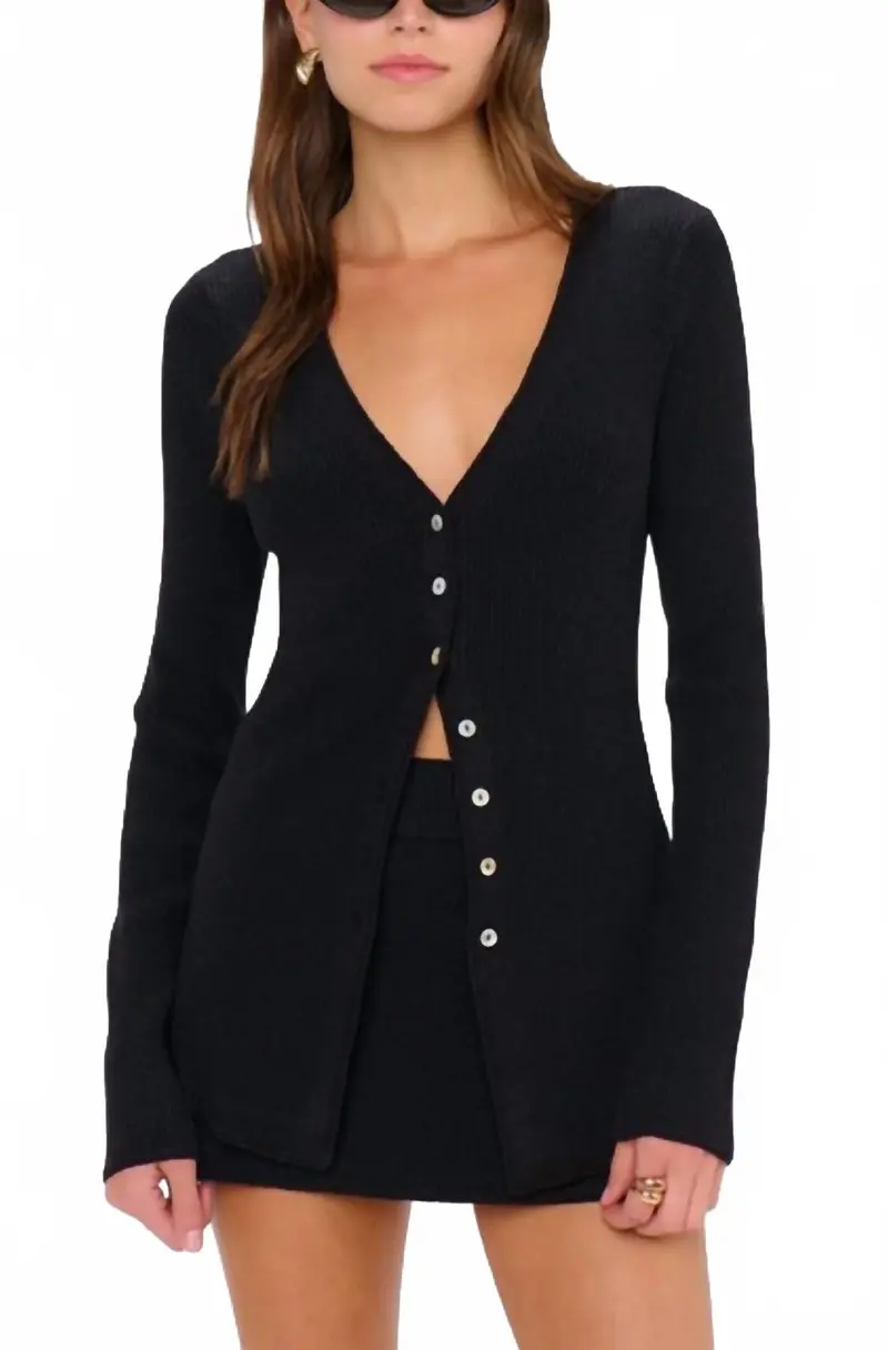 Josie Rib Knit Top In Black 1