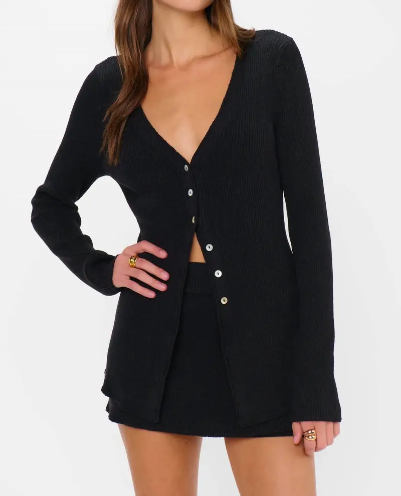 Josie Top In Black Rib Knit 1
