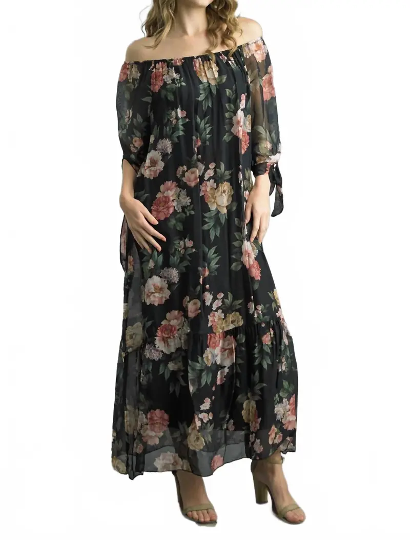 Just A Beautiful Girl Maxi Dress In Black 1
