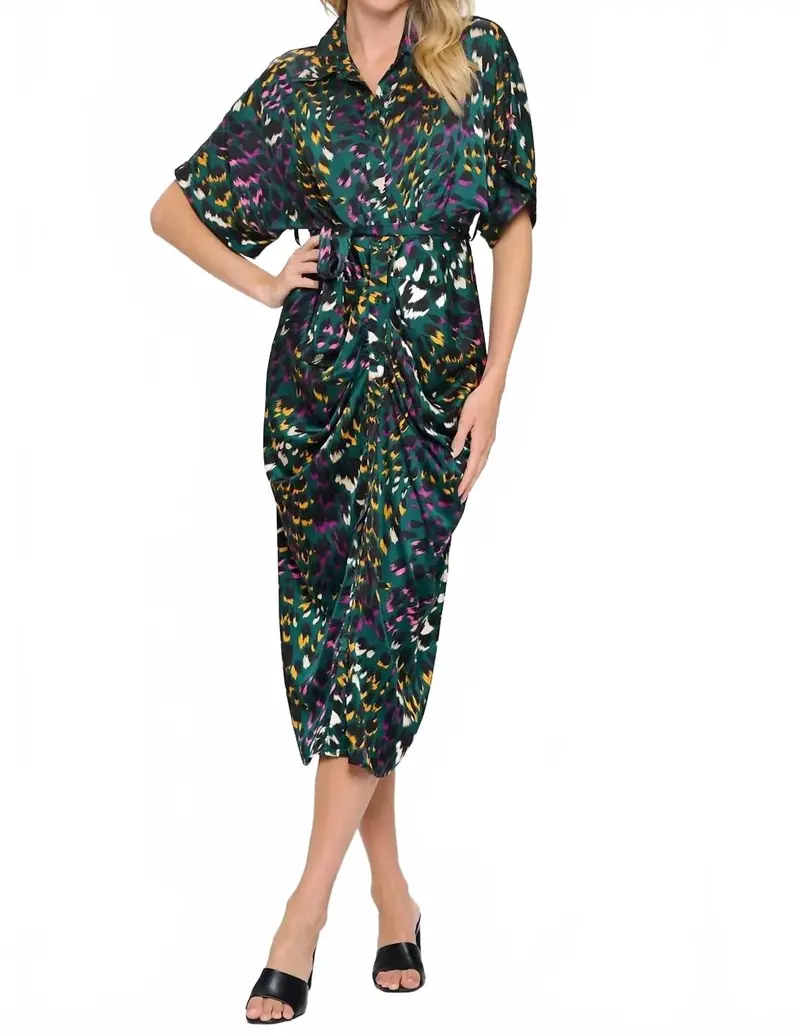 Kassandra Dress In Leopard Green 1
