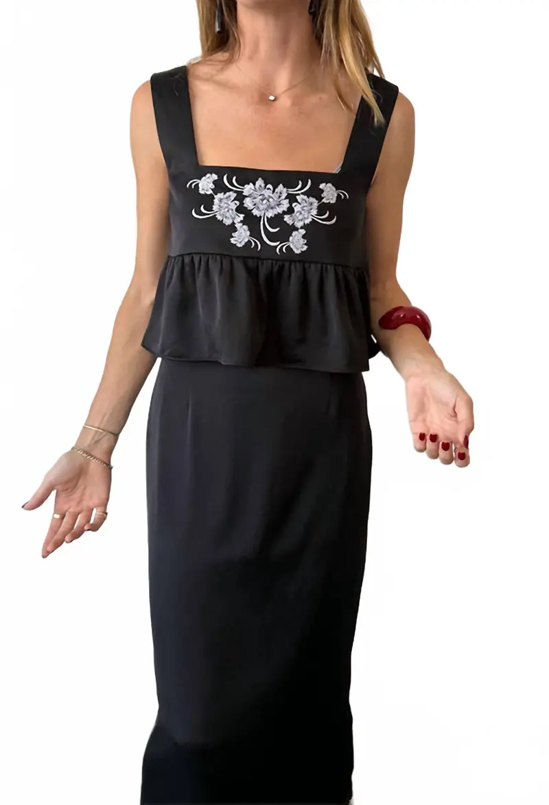 Katarina Satin Square Neck Top In Black 1