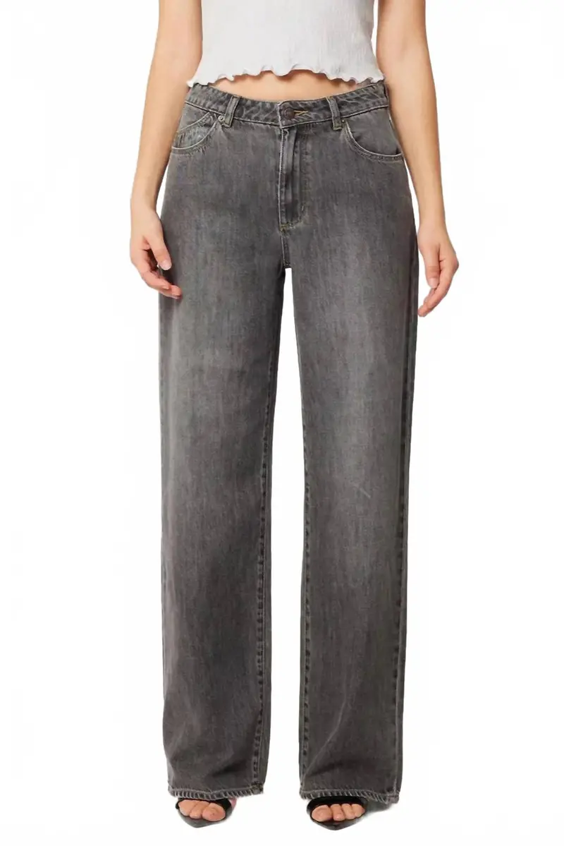 Kate Mid Rise Baggy Jeans In Black Stone 1