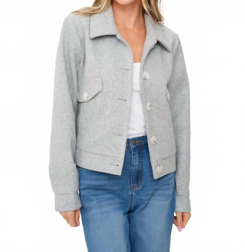 Katrina Herringbone Jacket In Grey 1