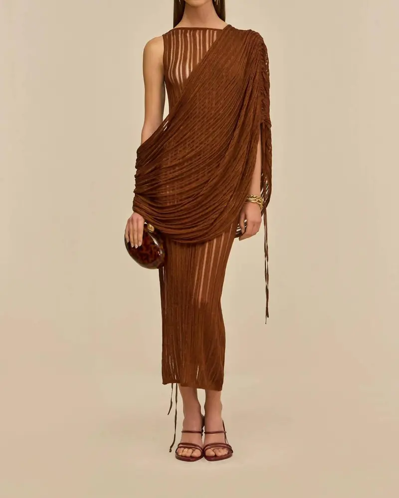 Kaya Knit Dress In Saddle 1