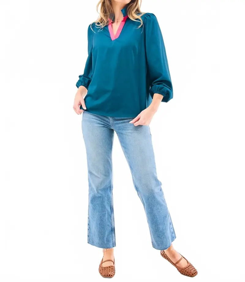 Kayla Long Sleeve Top In Gulf Coast 1