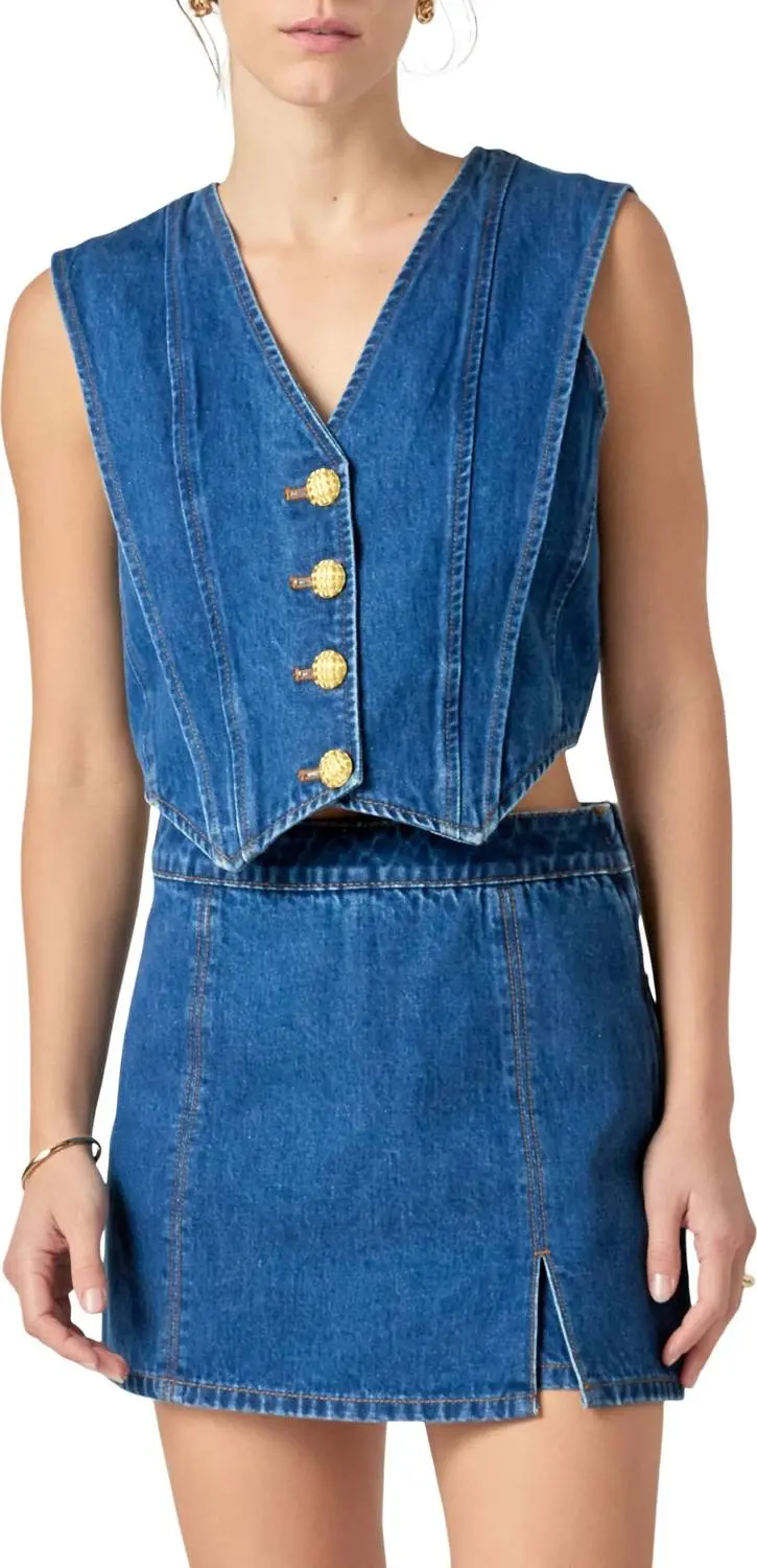 Keepin' It Classy Denim Vest In Dark Wash 1