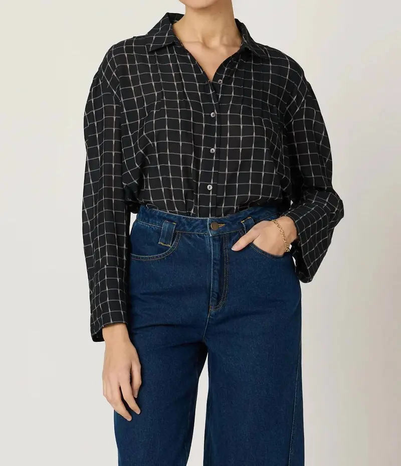 Keira Long Sleeve Blouse In Blue 1