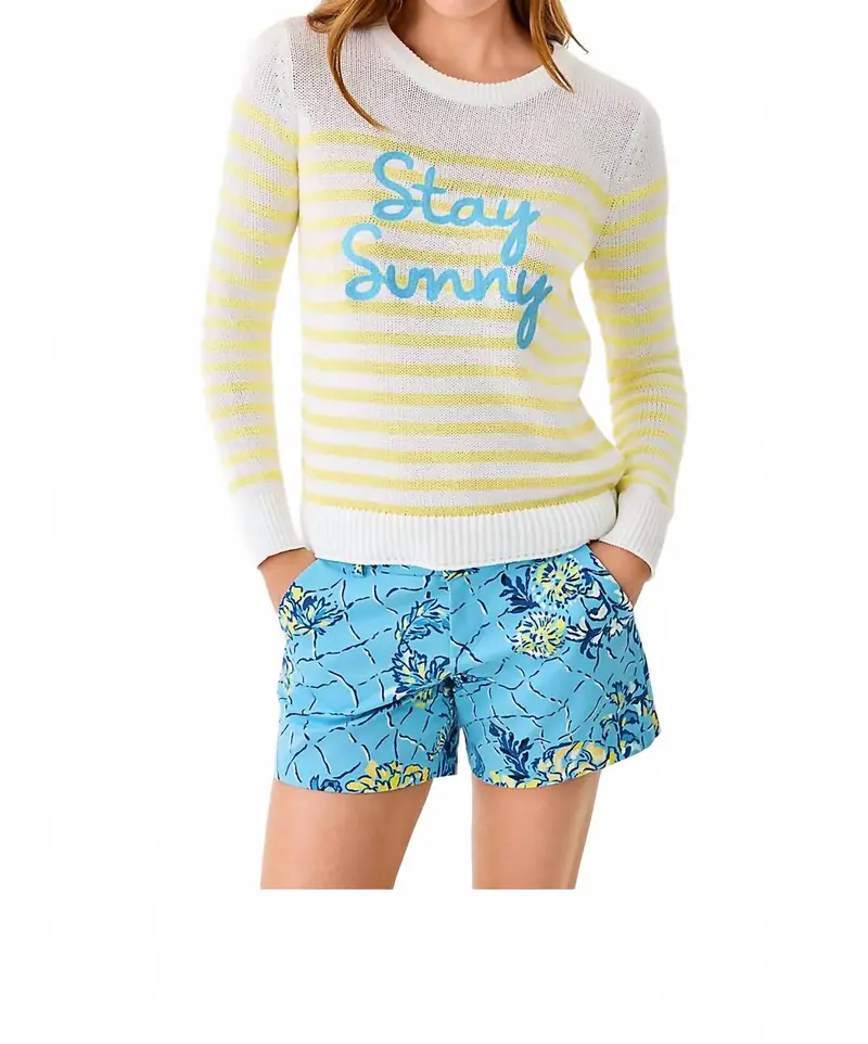 Kelsa Stay Sunny Sweater In White/Yellow 1