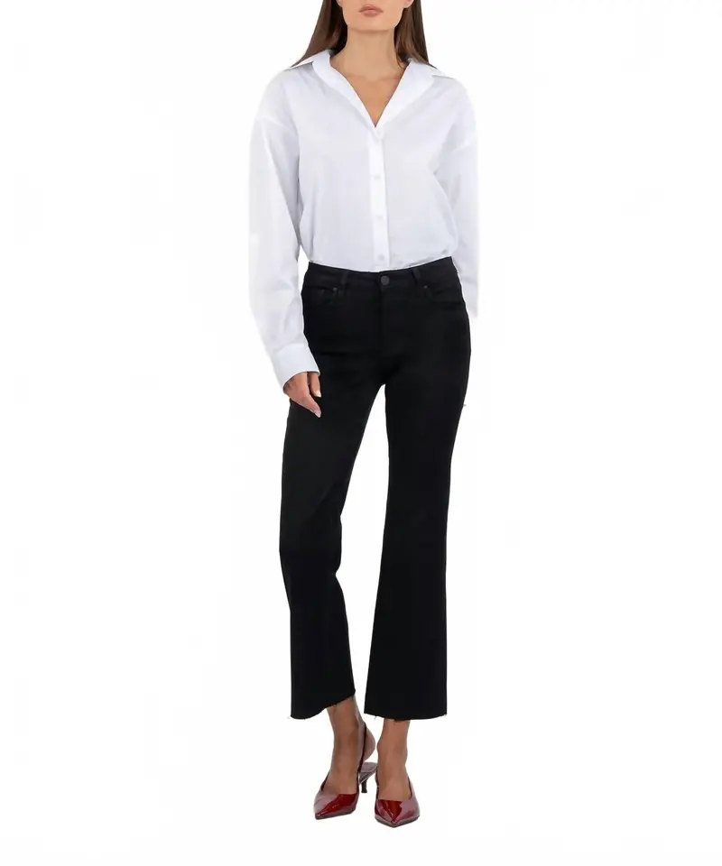 Kelsey Mid Rise Flared Leg Jeans In Black 1