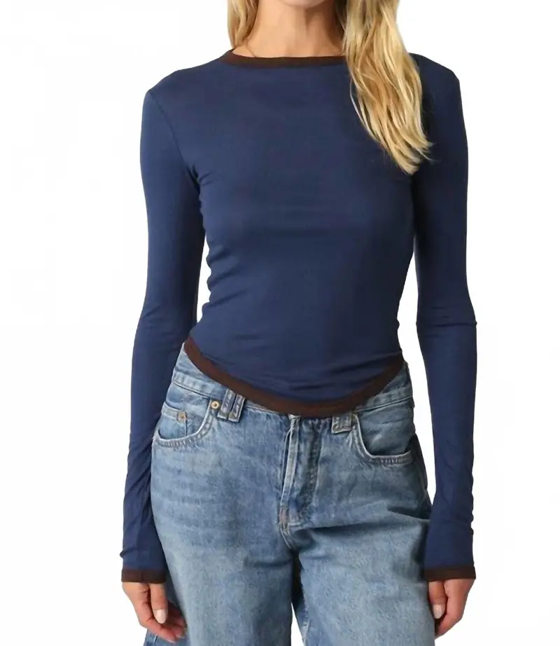 Kendall Long Sleeve Top In Blue 1