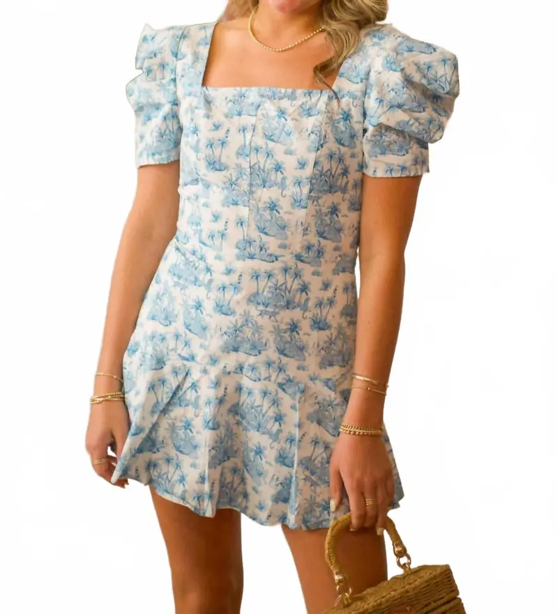 Kimberly Romper With Short Dress In Blue Jungle Toile 1