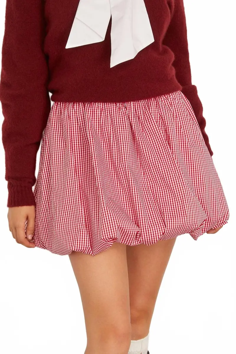 Kinsley Bubble Skirt In Carmine 1