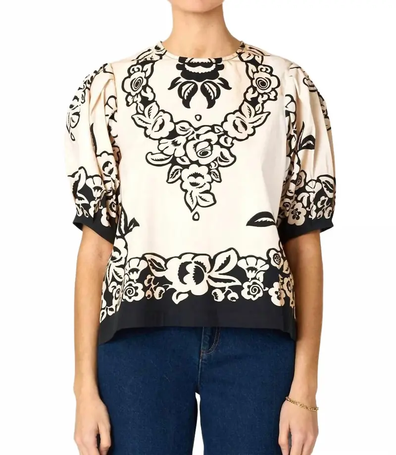 Kinsley Crew Neck Blouse In Botanico Print 1