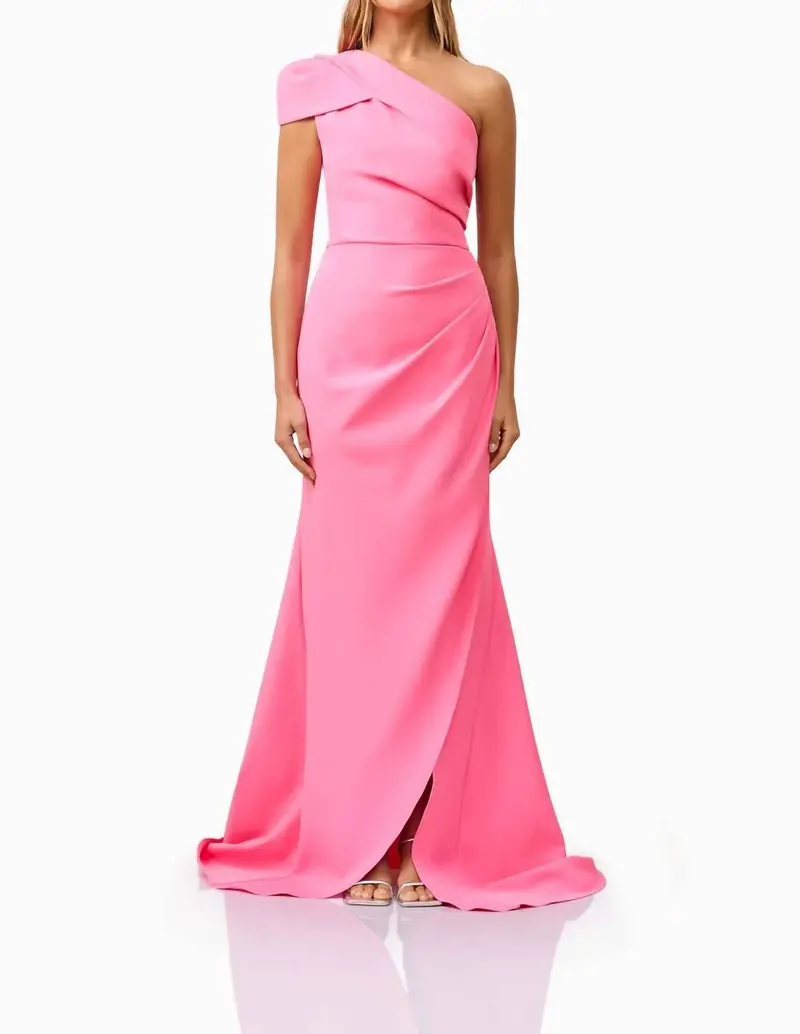 Klara One Shoulder Gown In Pink 1