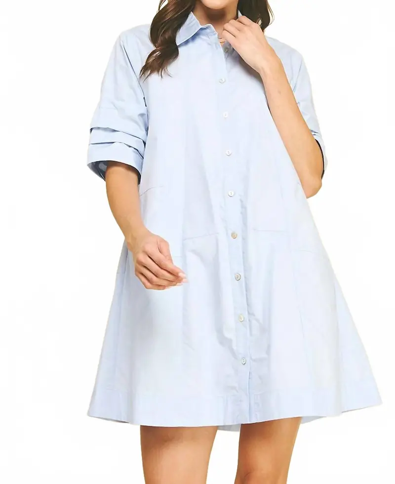 Knee Length Dress In Light Blue 1