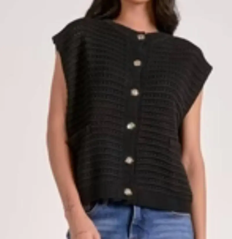 Knitted Sleeveless Vest In Black 1