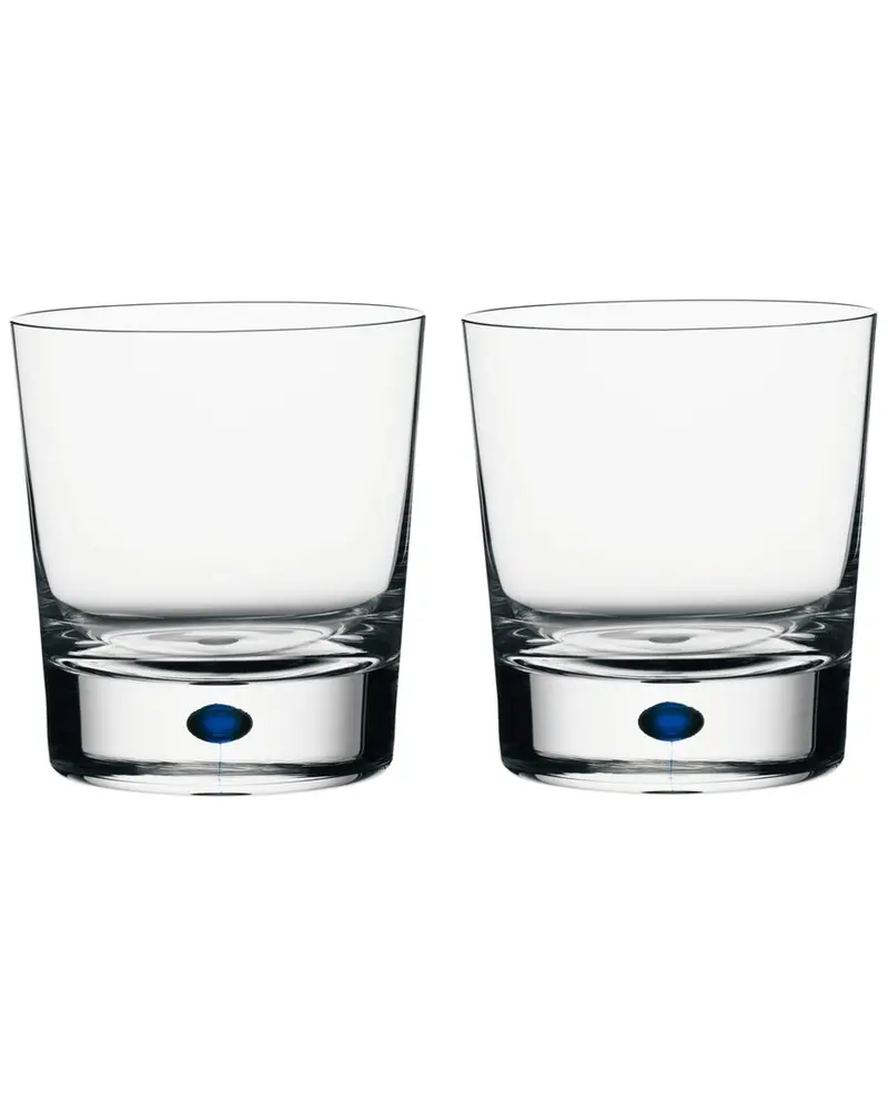 Kosta Boda Orrefors Intermezzo Blue Set Of 2 Double Old Fashioned Glasses 1