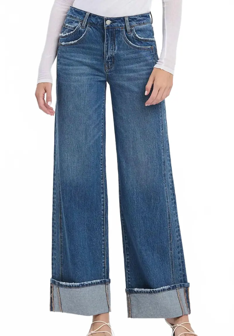 Kris Baggy Wide Leg Jean In Blue 1