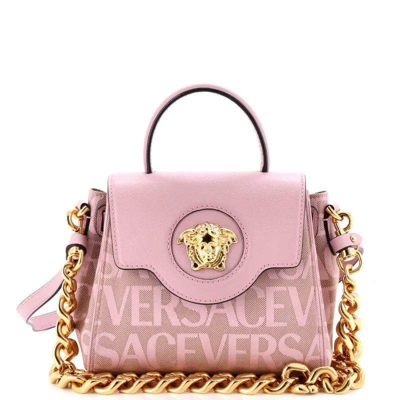 La Medusa Top Handle Bag Printed Canvas And Leather Small 1