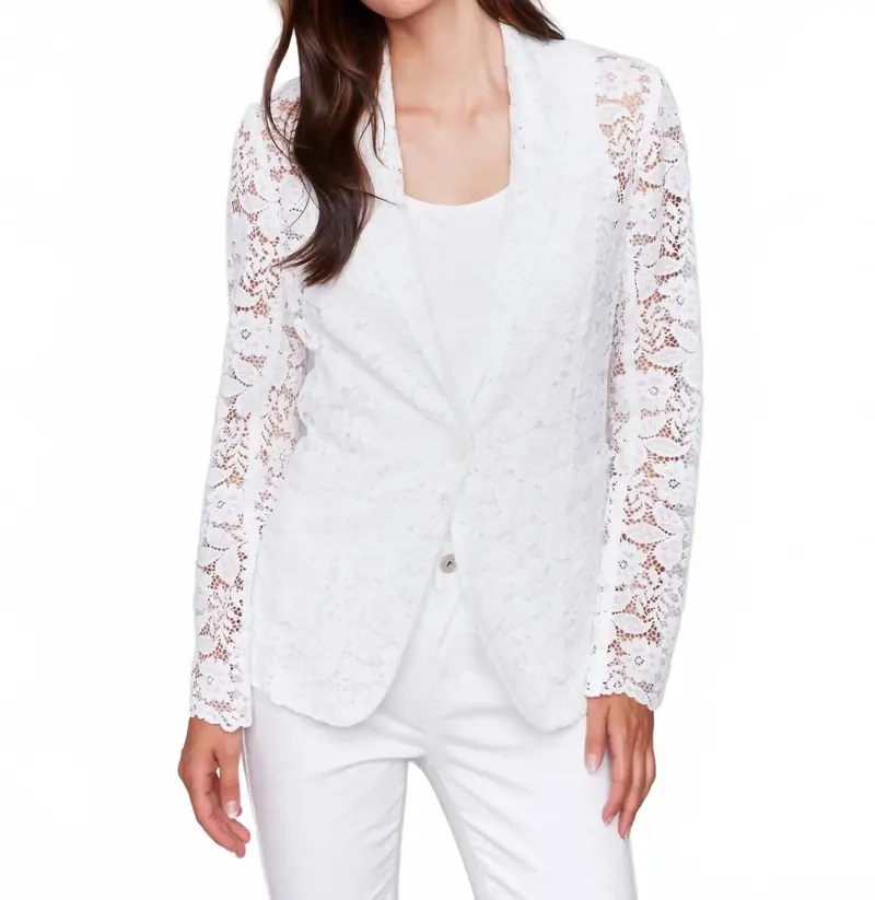 Lace Blazer In White 1