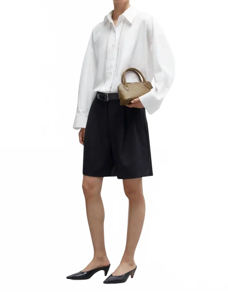Lace Button Down Shirt In White 2