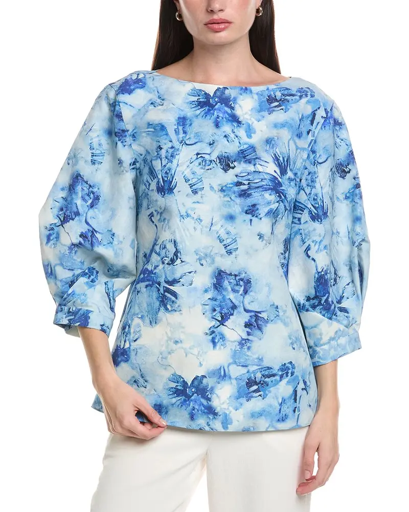Lafayette 148 New York Balloon Sleeve Silk-Blend Blouse 1
