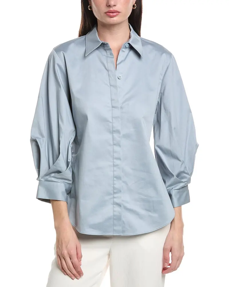 Lafayette 148 New York Cuffed Short Sleeve Blouse 1