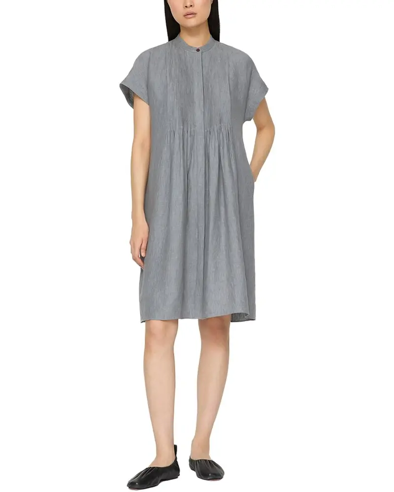 Lafayette 148 New York Petite Pintuck Bib Linen Blouse 1