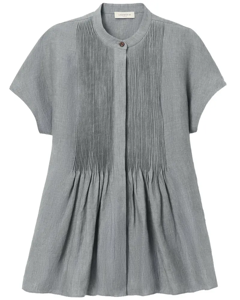 Lafayette 148 New York Petite Pintuck Bib Linen Blouse 1