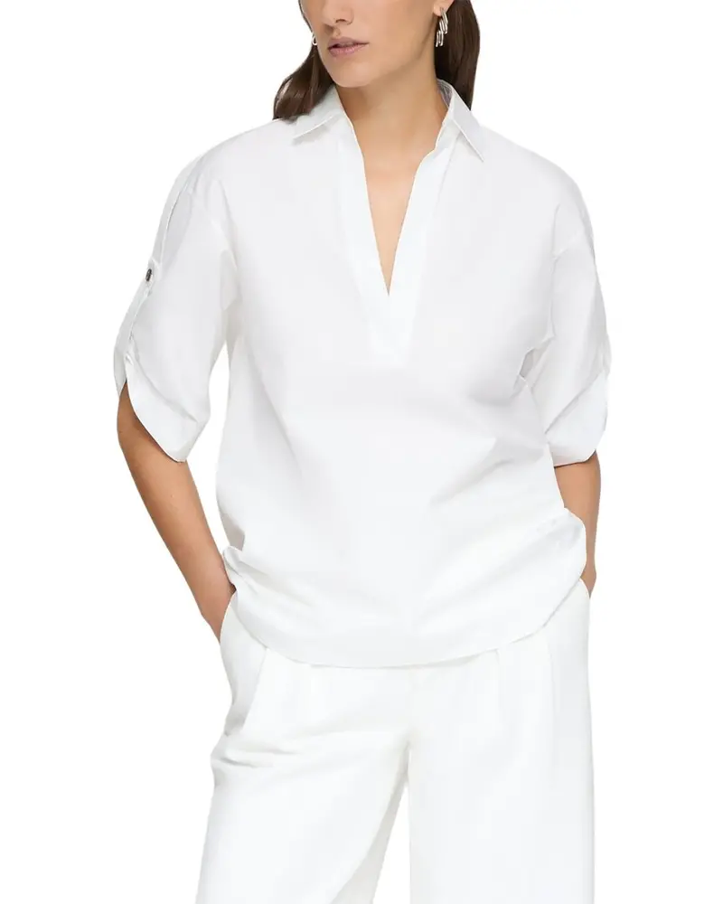 Lafayette 148 New York Plus W Tab Sleeve Popover Shirt 1