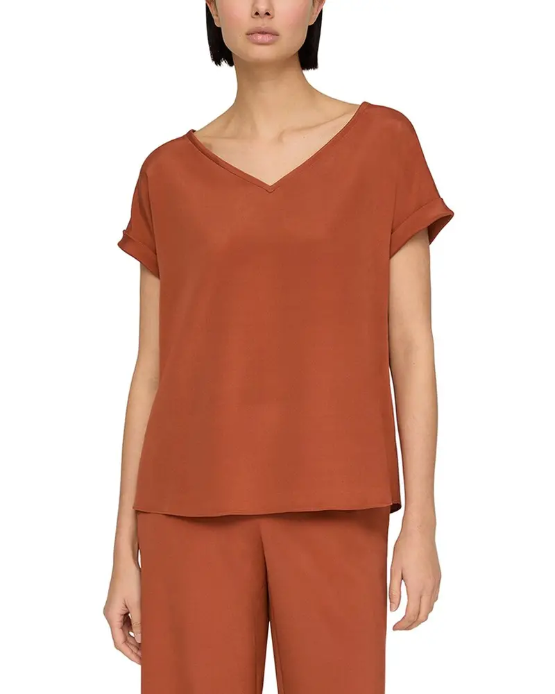Lafayette 148 New York Plus Wide V-Neck Cuff Sleeve Silk-Blend Blouse 1