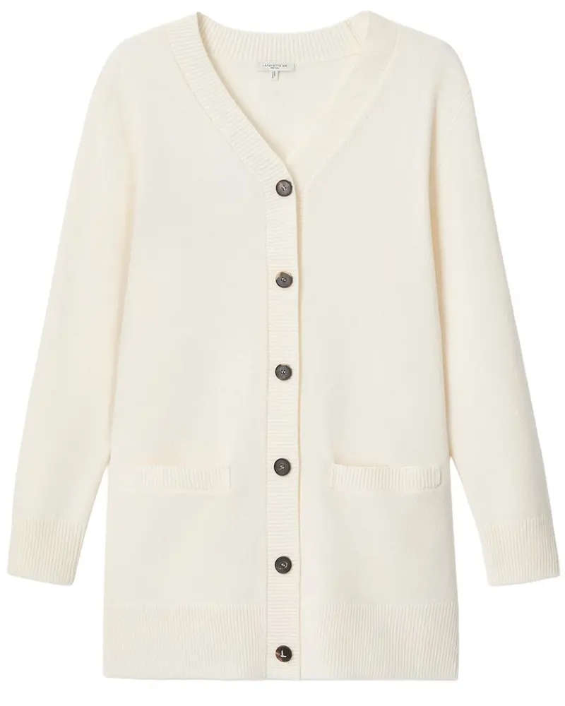 Lafayette 148 New York V-Neck Buton Front Silk Cardigan 1